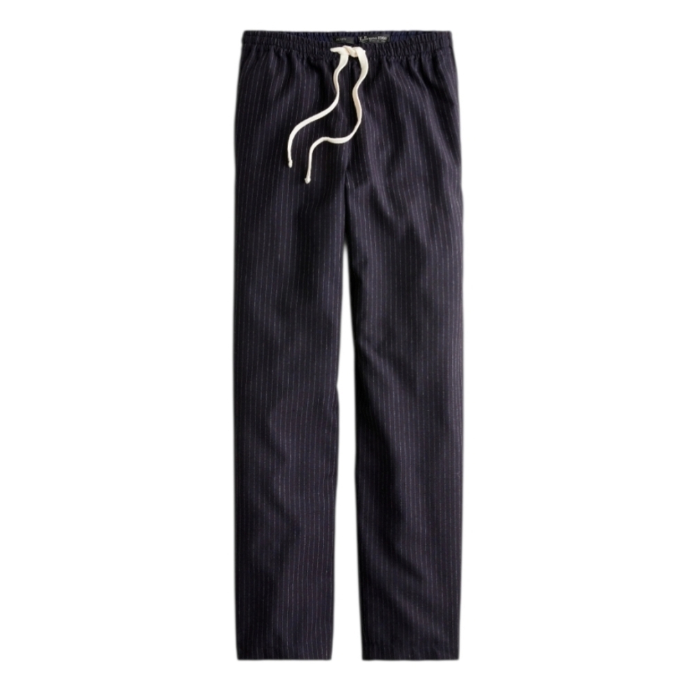 J. Crew Tollegno 1900 Brushed Italian Wool Pinstriped tiewaist Straight Leg Pant